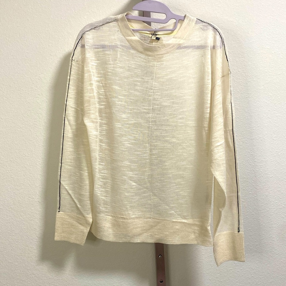 NWT UNIQ Cream Sheer Long Sleeve Sweater